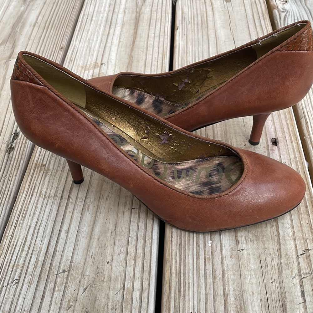 Sam Edelman Fiorenza Brown Leather Pump / Heels Size 8.5